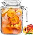 Hermetic Seal Glass Pitcher with Airtight Lid & Spout - 68oz Water Carafe for Homemade Juice, Iced Tea, Milk, Cold Brew Coffee, Lemonade - Fridge Door Jug Bottle with Handle, Clear Beverage Serveware