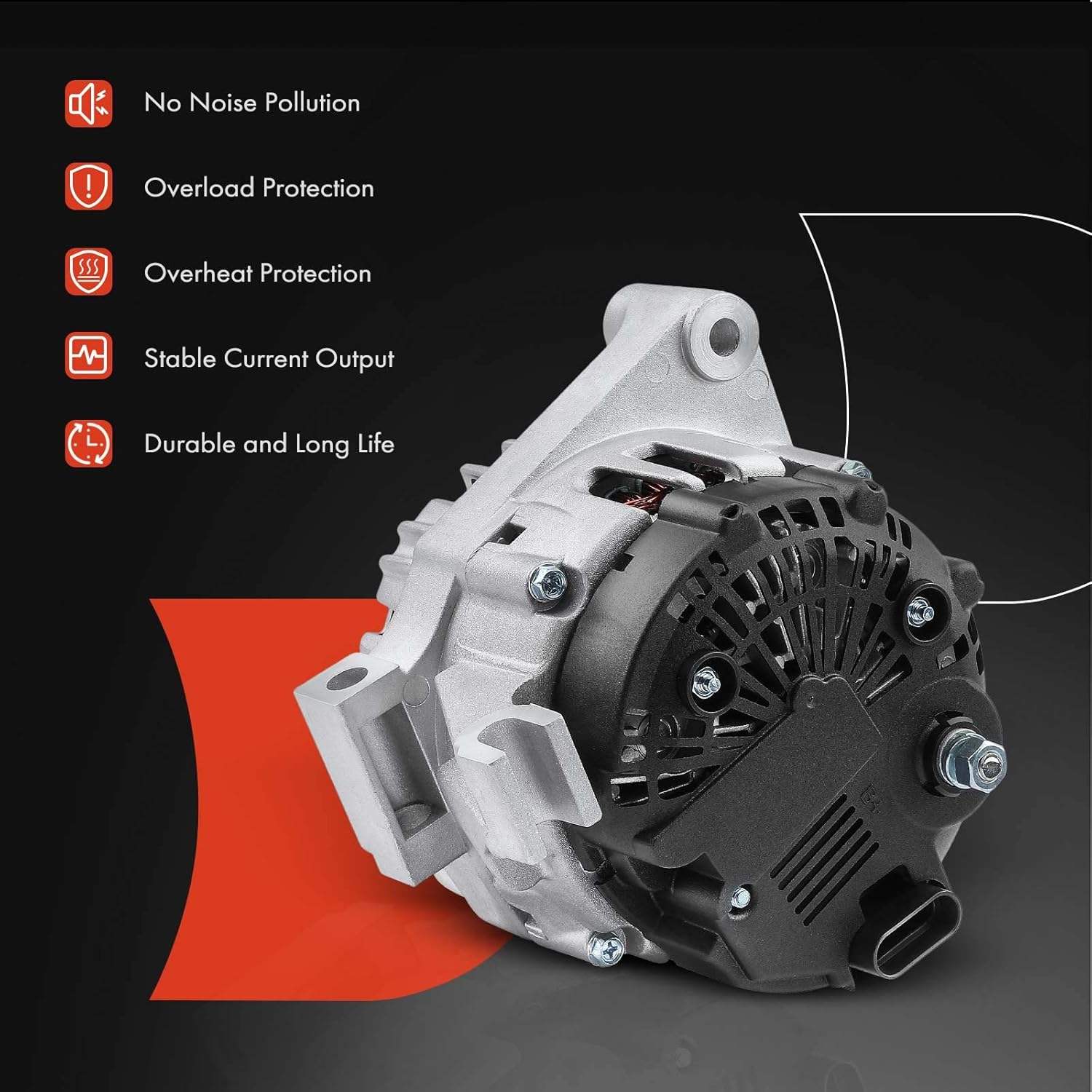 A-Premium Alternator Compatible with Chevrolet Malibu 2007-2010 V6 3.5L / 2006-2007 V6 3.9L & Pontiac G6 06-10 V6 3.5L / 06-09 V6 3.9L & Saturn Aura 07-08 V6 3.5L, 125A 12V 6-Groove Pulley Clockwise