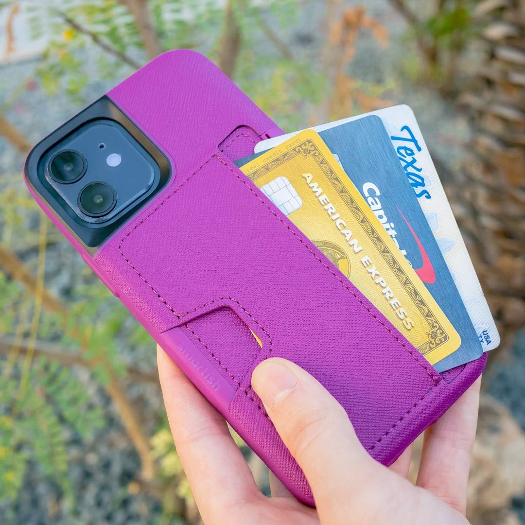 Smartish® iPhone 12 Pro Max Wallet Case - Wallet Slayer Vol. 2 [Slim Protective Kickstand] Credit Card Holder (Silk) - Purple Reign