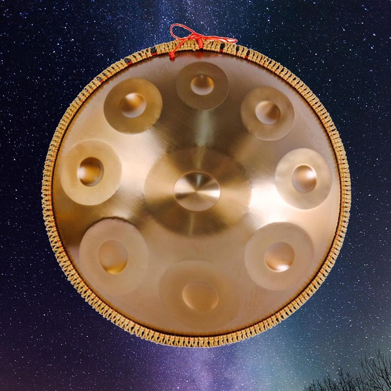 432 Hz Handpan Steel Drum, Golden Handpan Drum Percussion, 9/10/12/14 Notes 22 Inch ''Gold Performer'' In D Minor With Soft Handpan Case, Durable Handpan Stand And Dust-Free Cloth(Gold,14Notes)