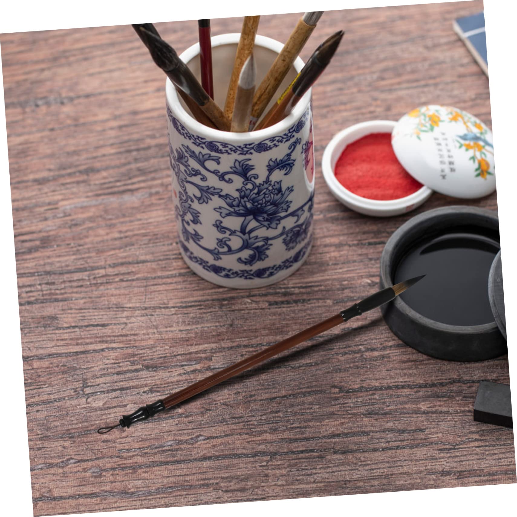 Set Pennelli Calligrafia Cinese 15 Pezzi per Principianti | Legno, Leggero e Portatile, Astuccio Incluso, per Studenti D'arte e Pittura Colore Casuale
