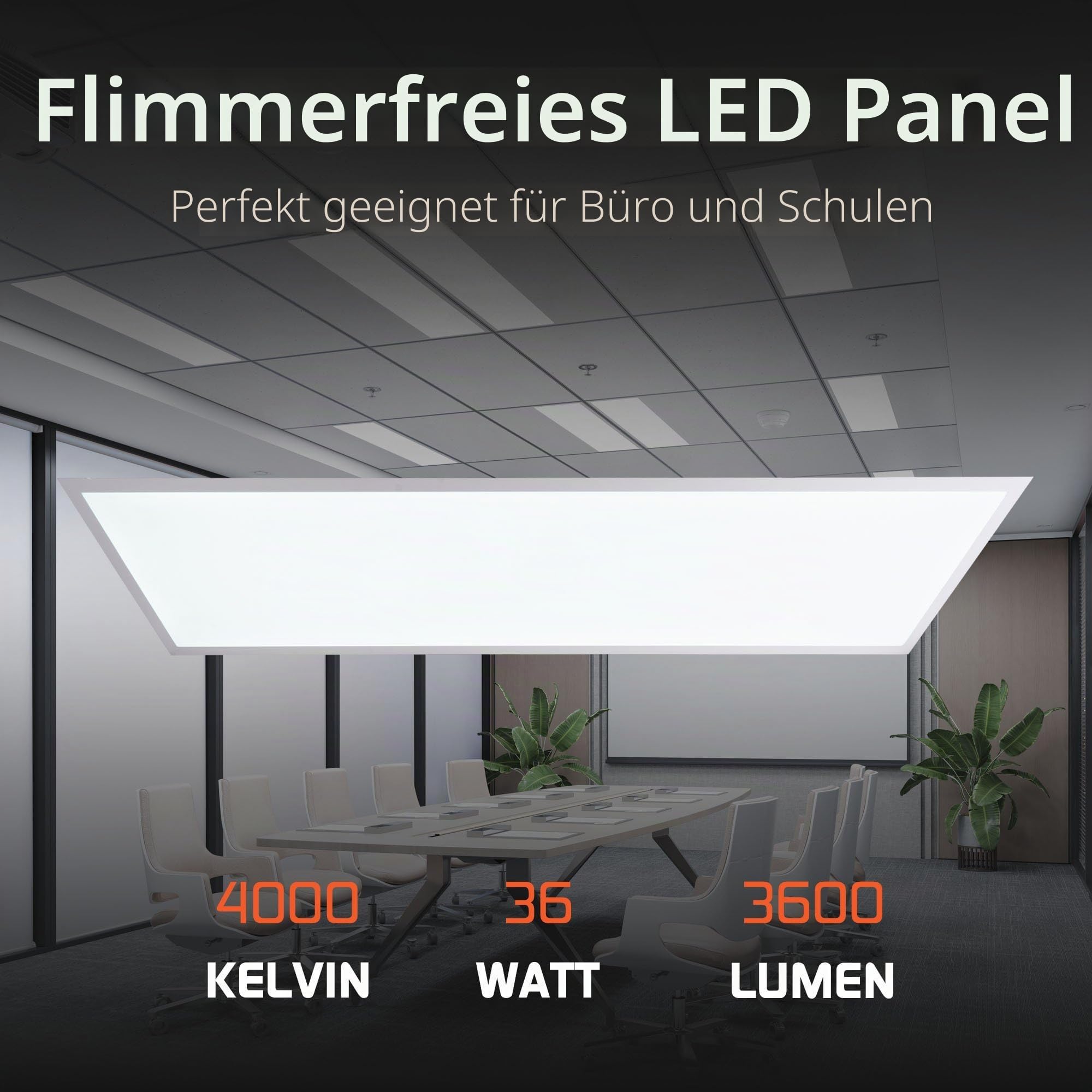 Ledvion 6er Set LED Panel 120x30cm 36W 4000K UGR <22 Rechteckig | Flimmerfreies, gleichmäßiges Arbeitslicht für Rasterdecken in Büro, Schule, Praxis, Werkstatt oder Gewerbe