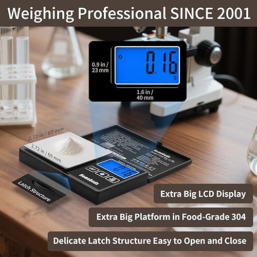 Miniatura 3 de Homebuds Báscula digital de gramo de 17.64 oz de alta precisión en 0.00 oz con nivel de burbuja, asegurada por una fábrica profesional de básculas