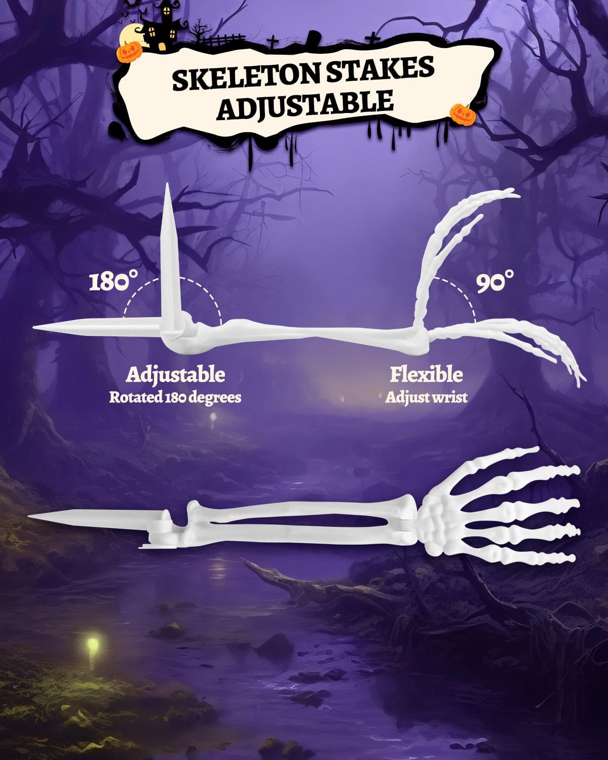 10 PCS Halloween Skeleton Hands Decoration, Skeleton Arms with Lawn Stakes, Skeleton Hands for Garden Lawn Graveyard Decor, Skeleton Stakes Yard Sign, Outdoor Indoor Party Supply, Halloween Props