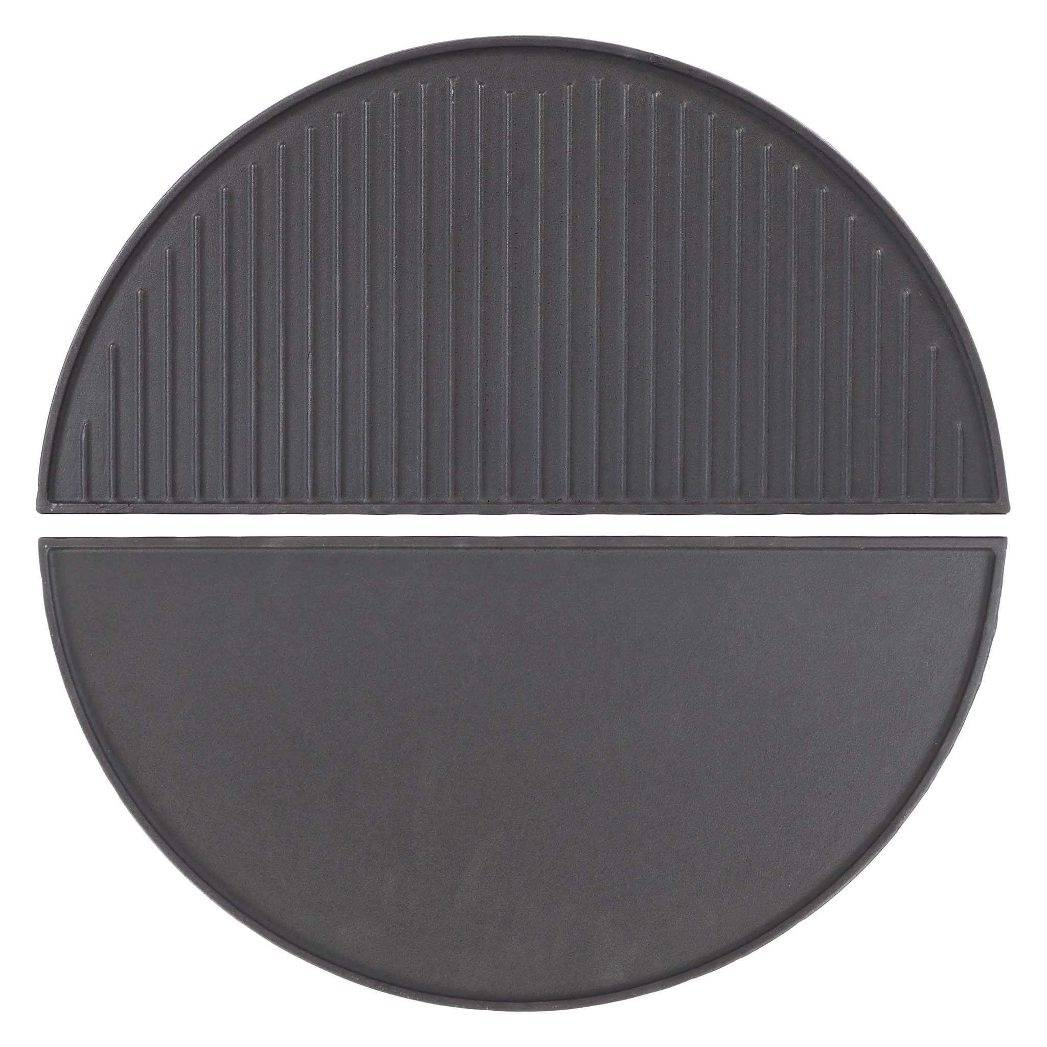 Wiltec Płyta grillowa zestaw 55 x 26,5 x 1,5 cm z żeliwa i powłoką emaliową 2 szt., ruszt do grilla półokrągły, na ognisko, grilla i węgiel