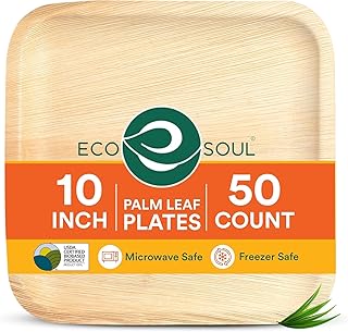 ECO SOUL Palm Leaf Disposable Bamboo Plates 10