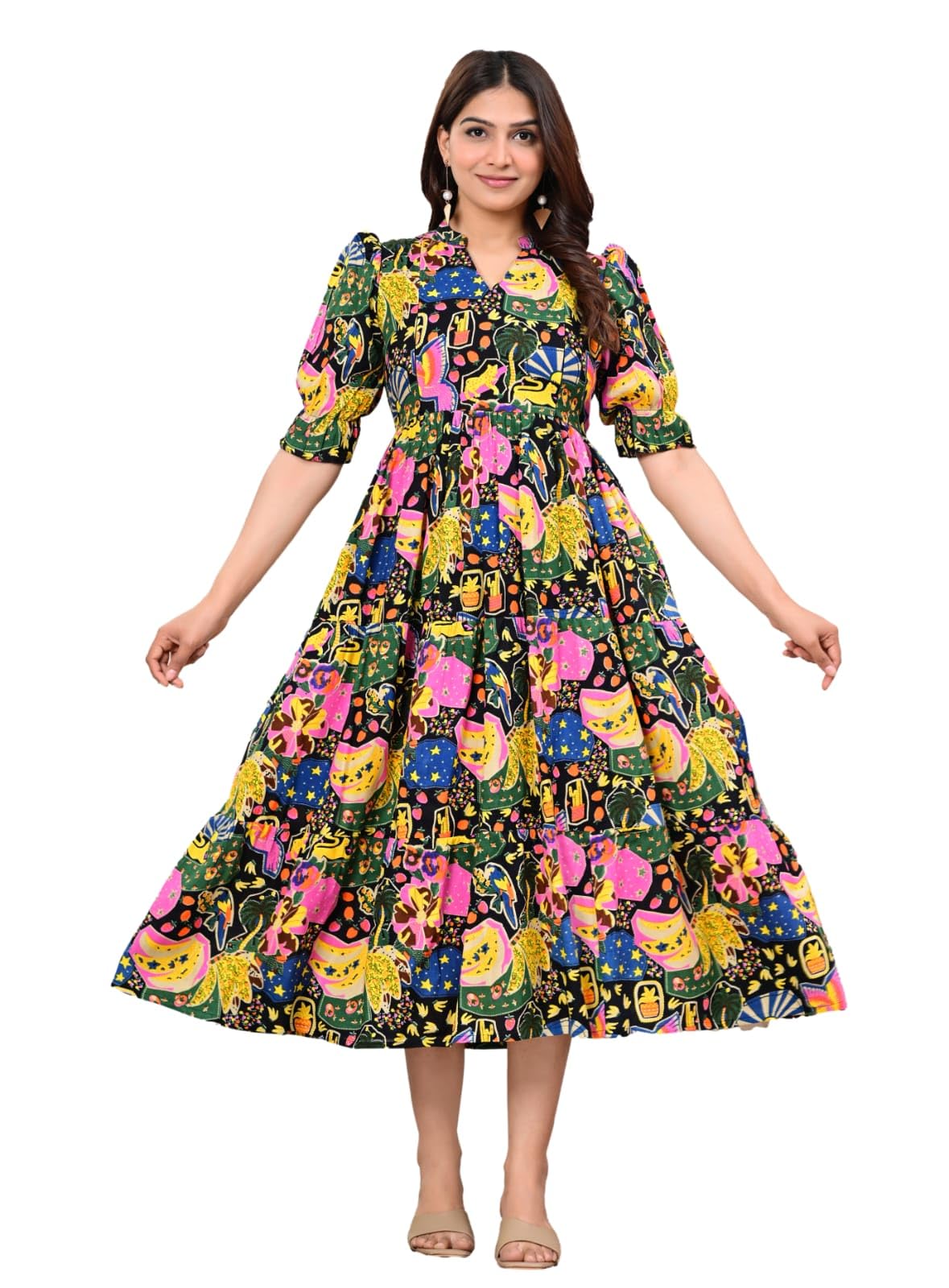 Women's Rayon Anarkali Maternity Dress Pregnancy Dress Easy Brest Feeding Dress with Both Side Zipper-image-38
