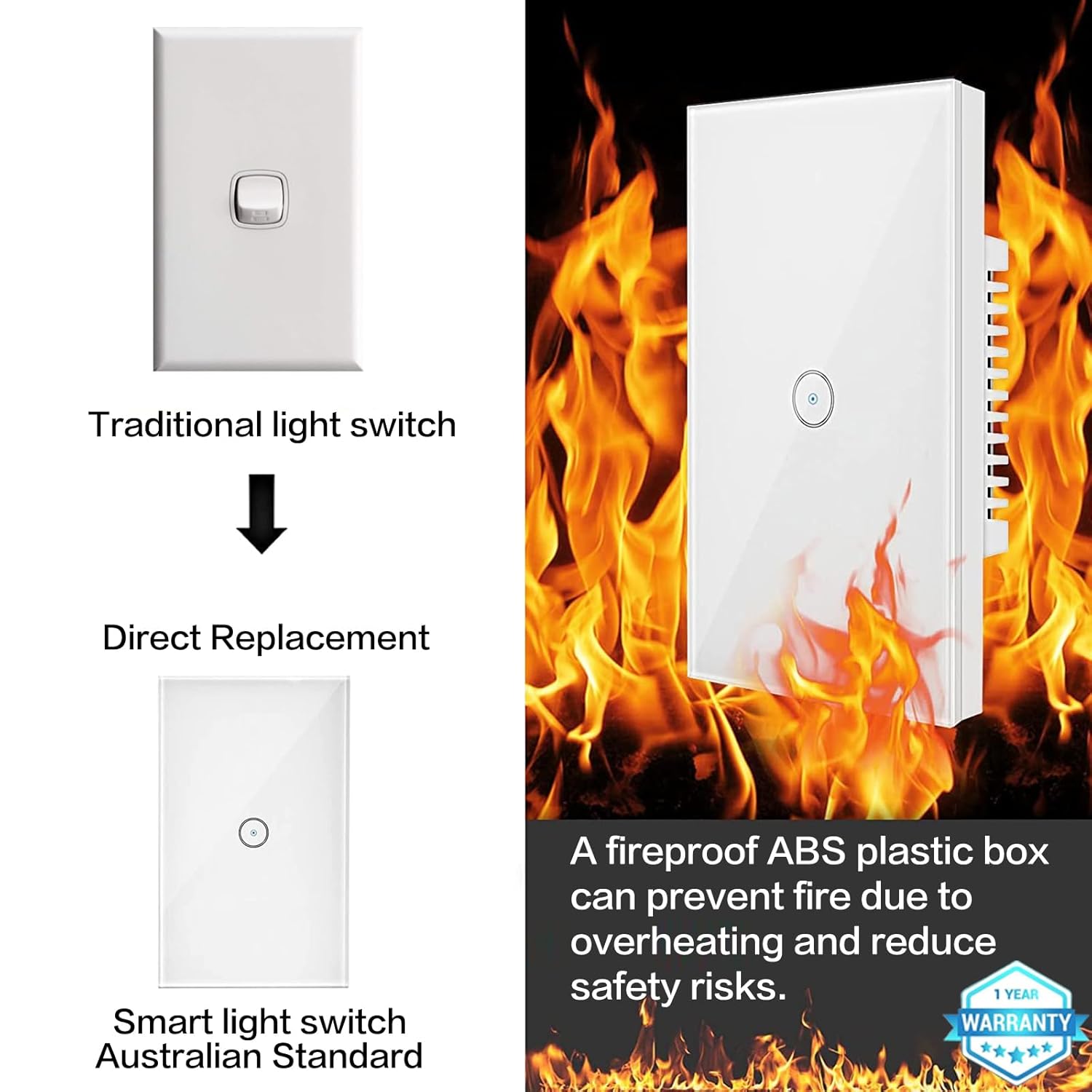 Jinvoo Smart Light Switch, ZigBee Light Switch, Zigbee Switchh, Alexa Lightt Switchh, Compatible with Alexa and Google, Smart Life Control, Glass Panel Timer, Requires a Zigbee hub (1 Gang)