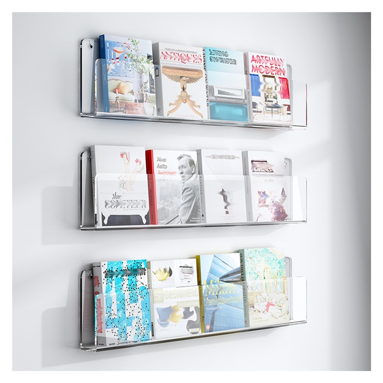 BTYQKZVPM Modern Acrylic Magazine Rack, Pack Of 3 Hanging Acrylic Magazine Holders(Clear,L 80cm/31.5in)