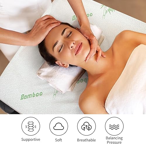 Miniatura 3 de HOMBYS Cubrecolchón de espuma viscoelástica para cama de masaje con rayón refrescante derivado de bambú, cubrecolchón de mesa de cama con pestañas