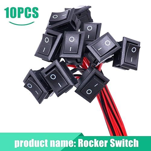 Miniatura 3 de Twidec 10 interruptores basculantes AC 6A250V 10A125V SPST 2 pines 2 posiciones encendidoapagado coche barco cuadrado negro interruptor basculante