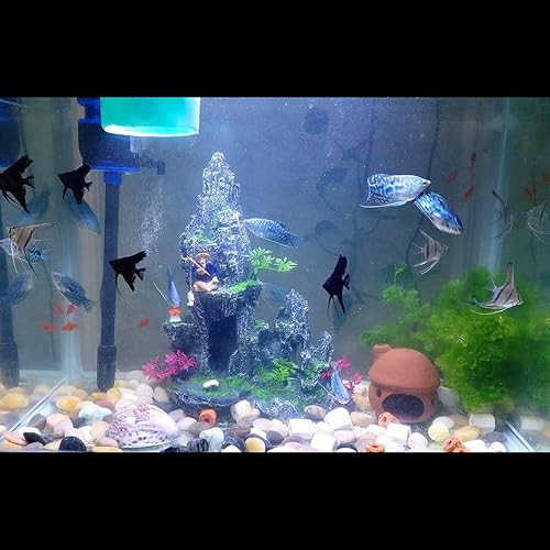 Miniatura 2 de Decoración de acuario Adornos temáticos - Vista de montaña Adorno de piedra Árbol Cueva de Roca Decoración de pecera Descanso de peces Juego Ocultar