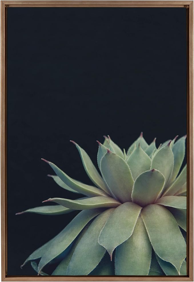 Kate and Laurel Sylvie Succulent Plant Framed Canvas Wall A…