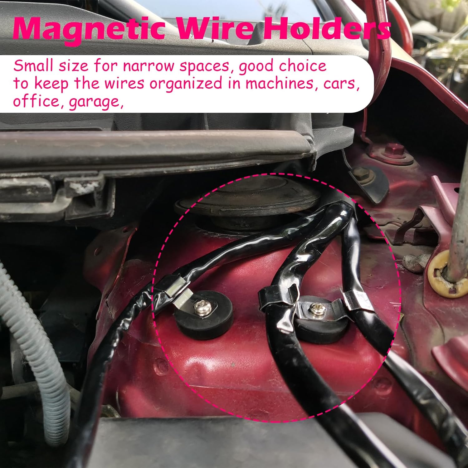 Strong Magnetic Cables Clips, 8PCS Heavy Duty Magnetic Wire Clamps for Hanging Cables, Non-Scratch Rubber Coated Magnetic Cord Holder for Solar Panel Extension Cord, RV, Workshop, Cabinet