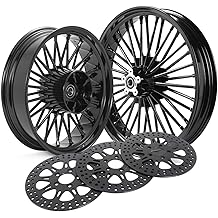 21x3。5 18x5。5 前后轮圈 车轮 哈雷旅行 2009-2023 年胖辐路王 FLHR Electra Glide FLHTC Ultra Limited Ultra Classic Road Glide Street Glide W/11。8 英寸黑色制动转子