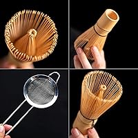 Vista 5 de Juego tradicional de ceremonia de té matcha, 3 piezas con batidor de bambú Chasen, colador, cuchara, caja de regalo