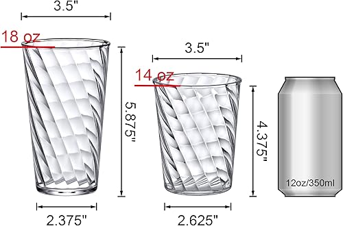 Miniatura 4 de Amazing Abby Vasos de plástico Glacier (juego de 12), 14 onzas y 18 onzas, totalmente transparentes, apilables, sin BPA, inastillables, aptos para