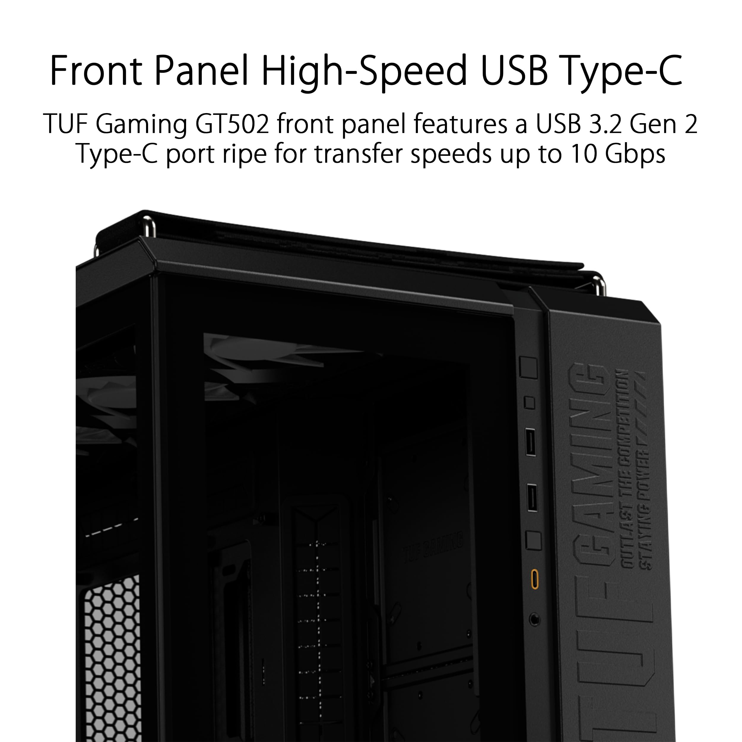 ASUS TUF Gaming GT502 Plus White - obudowa ATX Gaming (podwójna komora, niezależne strefy chłodzenia dla paneli bocznych procesora i GPU bez narzędzi, USB 3.2 Gen 2 Type-C z przodu)