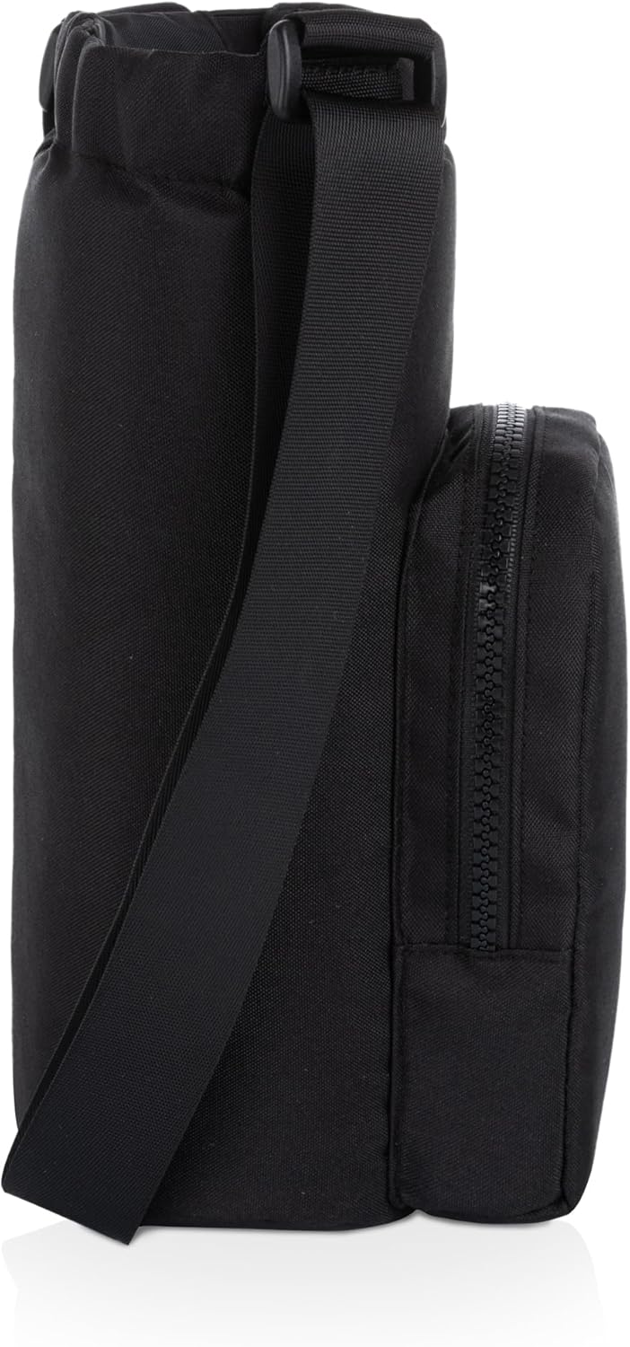 PICNIC TIME Eclipse 40 oz Tumber Tote, Drink Carrier Crossbody Bag, Water Bottle Holder with Shoulder Strap and Phone Pocket, (Black)