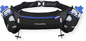 Fitletic Cinto de corrida de hidratação com garrafas de água para homens e mulheres – 2 garrafas de água corrente de fluxo rápido de 227 g, design patenteado sem salto, bolsa resistente à água para