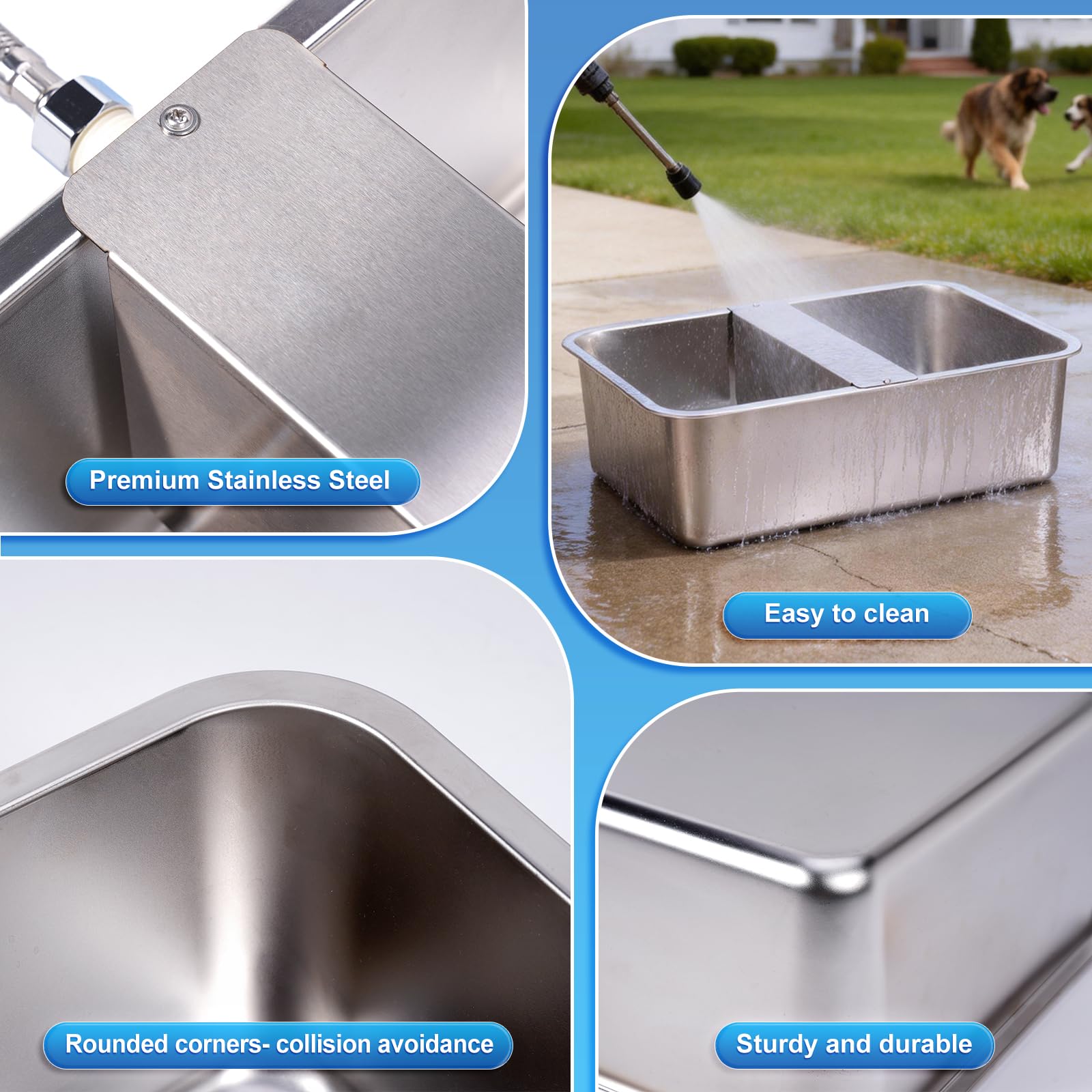 Distributore Automatico di Acqua per Cani da 25L con Valvola Galleggiante, Abbeveratoio per Cani all'Aperto per Due Cani, Ciotola per Acqua per Cani a Gravità in Acciaio Inox (Autocompletar)