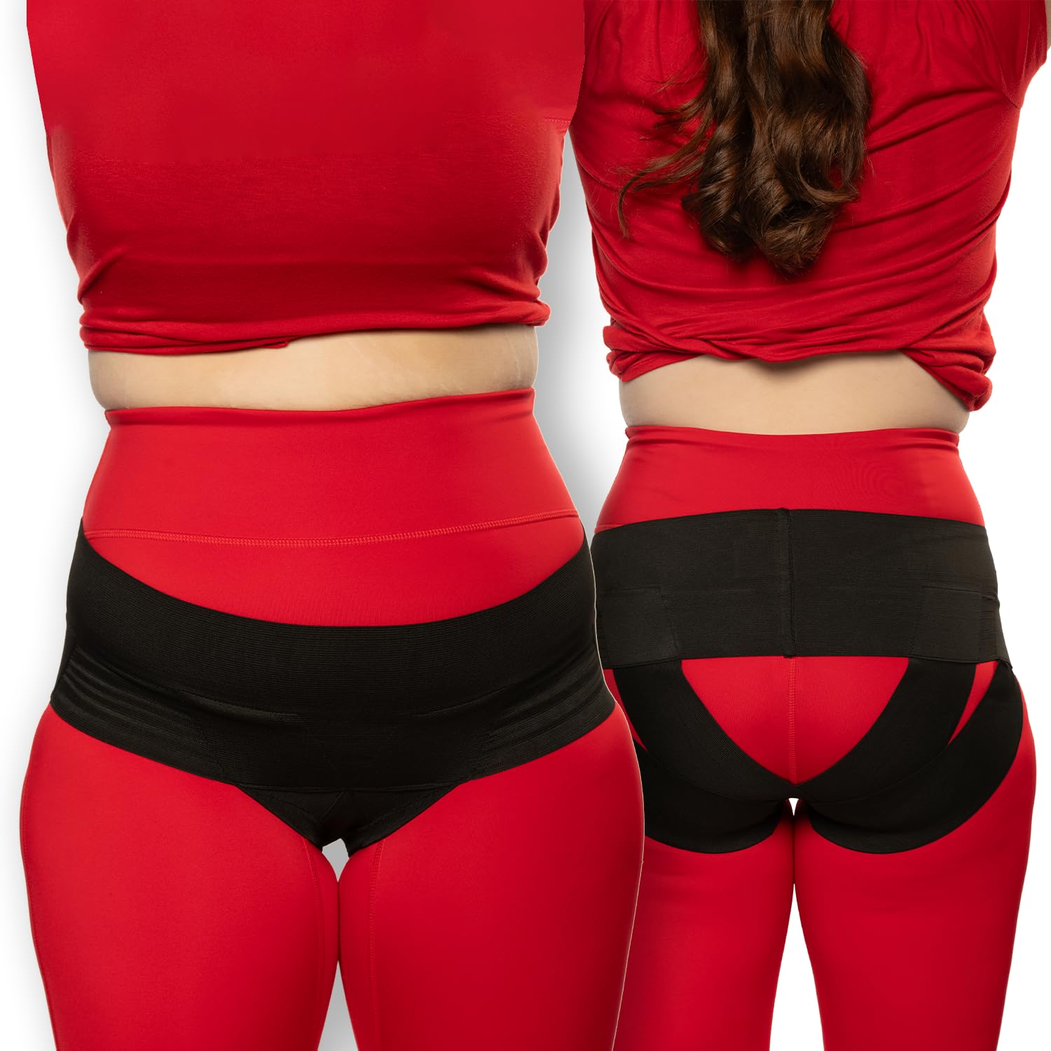 Pelvic Support Belt for Women - Pregnancy & Postpartum Uterus Girdle, SPD, Prolapse, Vulvar Varicosities Support Band - High Waist, Jet Black, Large fits waist 30" up to 36"