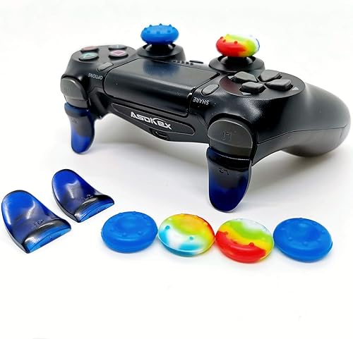 Extensores de gatillo L2 R2 Ps4 (1 par de disparadores L2 R2, 4 tapas de joystick, 2 pares de calcomanías de barra de luz LED), para controlador