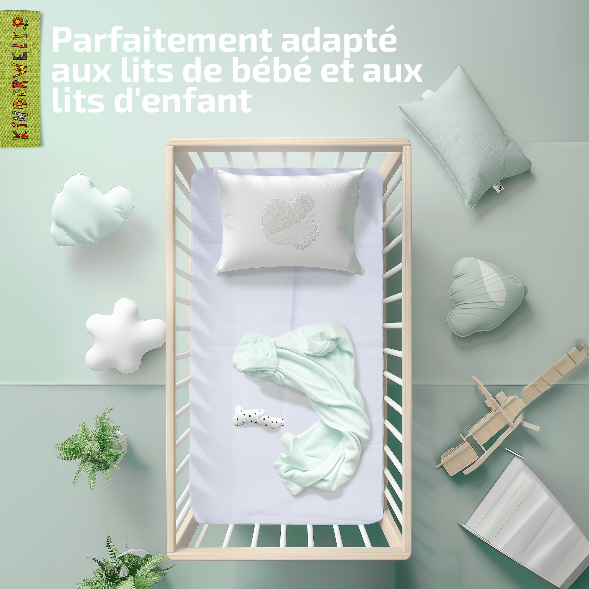 Matelas pour bébé, noyau en mousse, 60 x 120, blanc