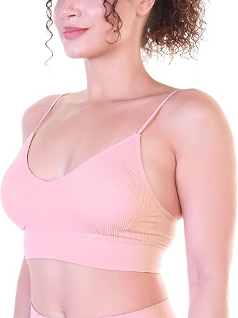 Angelina Womens Seamless Wire-Free Spaghetti Strap Bralette and Microfiber Boyshort Panties Set
