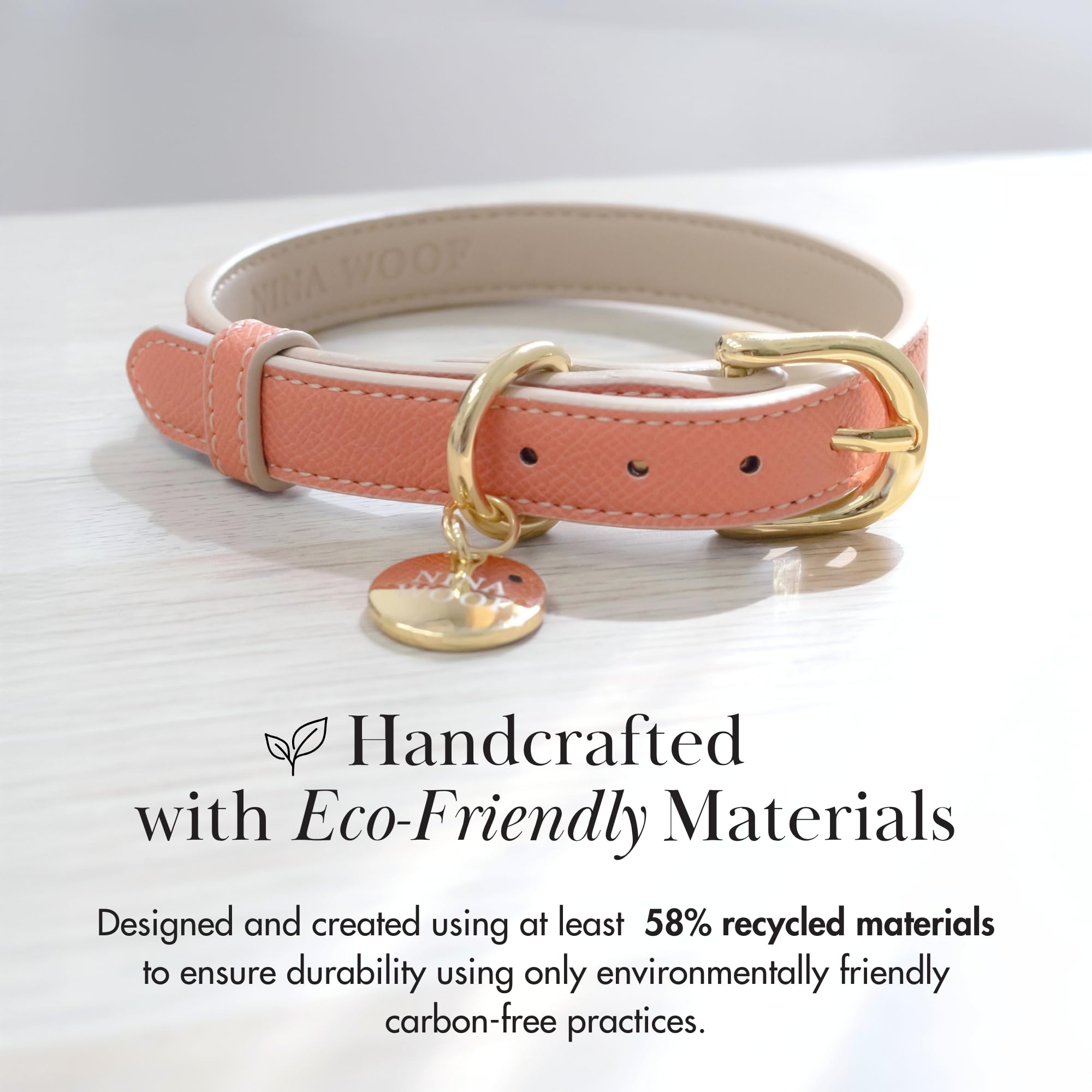 NINA WOOF Rio Hundehalsband aus Veganem Leder – Gepolstertes Luxus-Halsband Mit Verstellbarer Schnalle – Für Kleine Bis Große Hunde