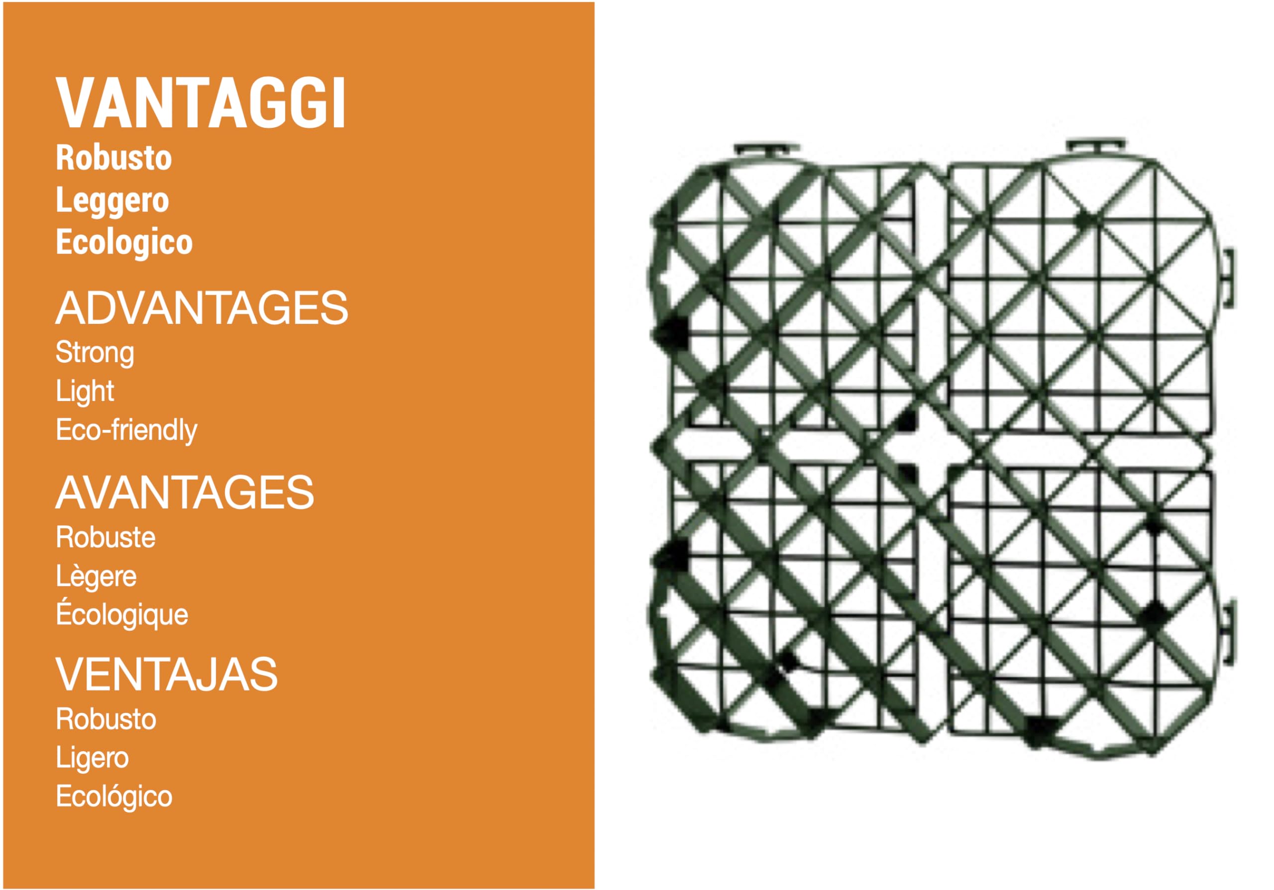 EINSIDE Salvaprato grigliato erboso, Griglia prato HDPE, 7 pezzi (1,1 m²) | Protezione prato carrabile, Resistenza certificata fino a 200 ton/m²