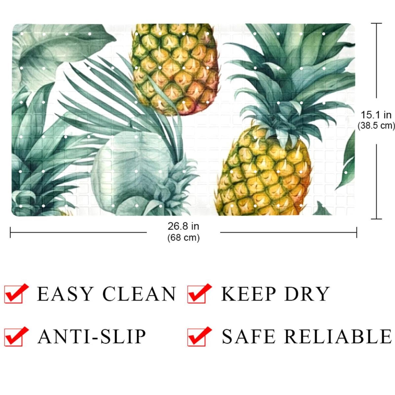 Tapis de bain de qualité supérieure - Antidérapant, facile à nettoyer et sans danger pour toute la famille - Ananas Delicious