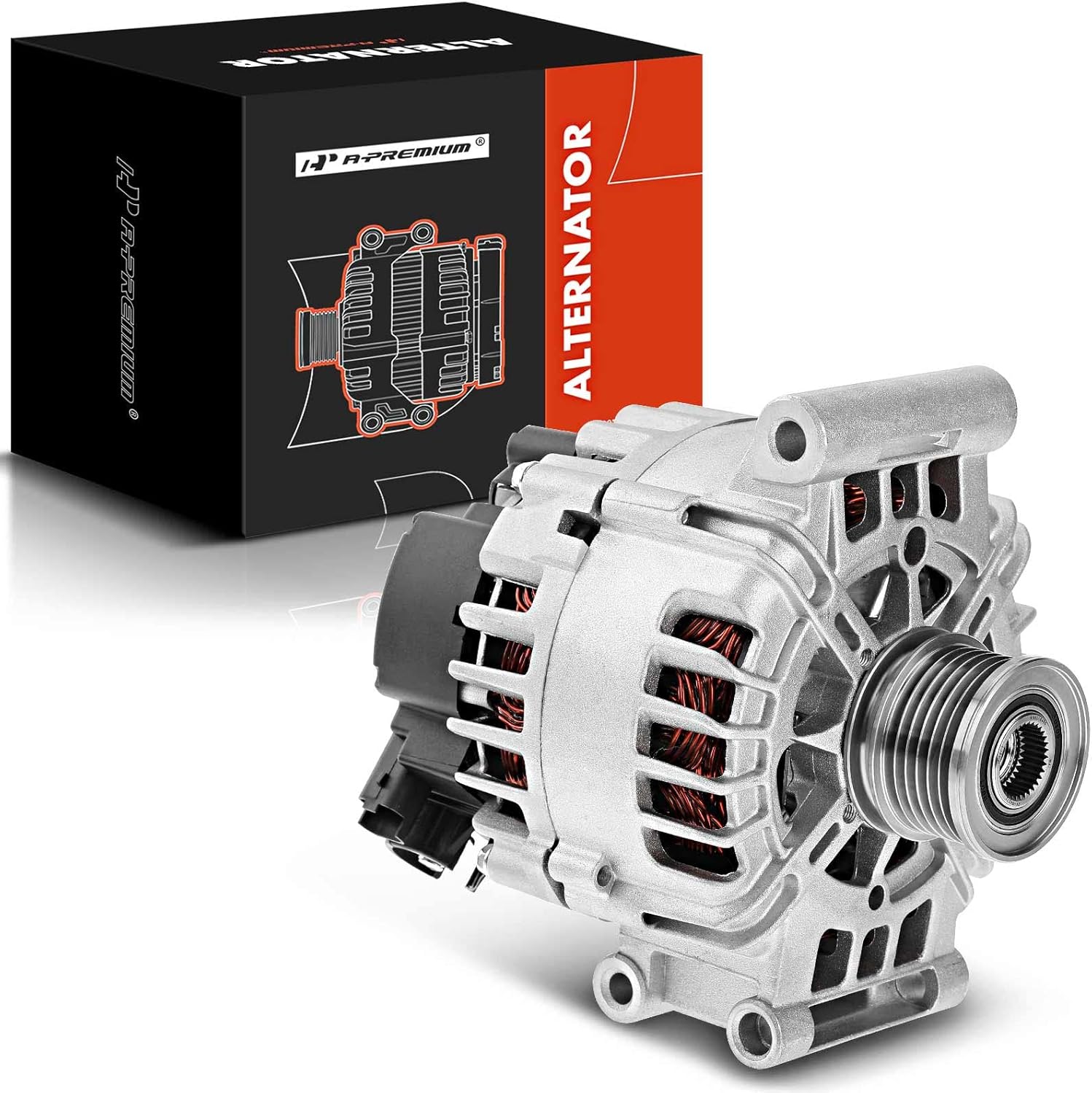 A-Premium Alternator Compatible with Mini Cooper 2007 2008 2009 2010 2011 2012 2013 2014 2015 L4 1.6L Coupe Hatchback Wagon, with 1 Pin Plug, 120A 12V Clockwise 6-Groove Clutch Pulley