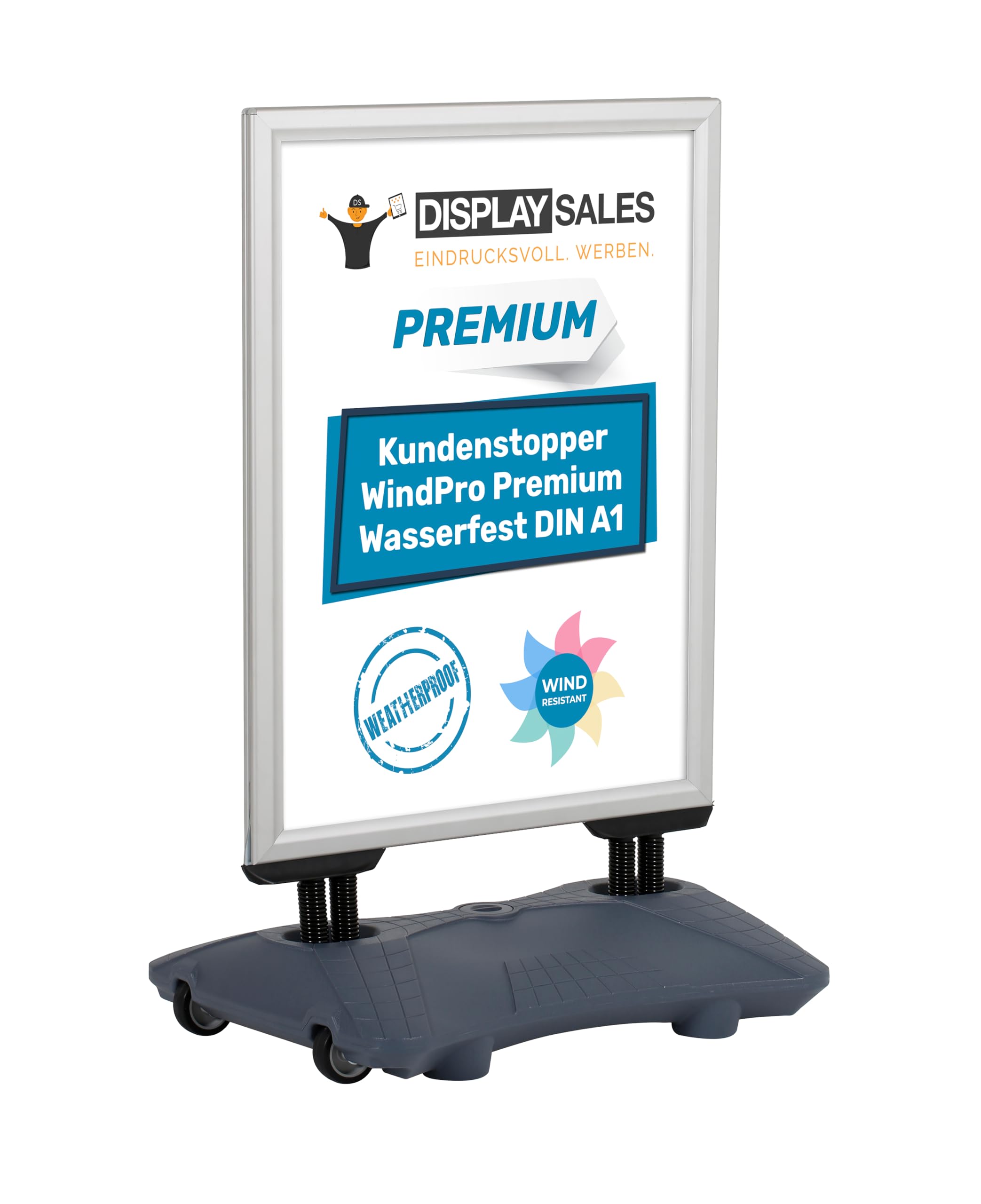 WindPro® PREMIUM | Plakataufsteller A1 wasserfest silber | GEN2
