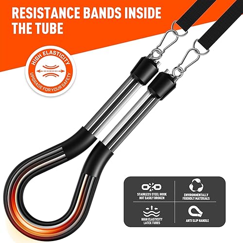 Miniatura 4 de Bandas de resistencia con asas, equipo de entrenamiento de gimnasio en casa, correas de ejercicio de entrenamiento de resistencia para interiores y