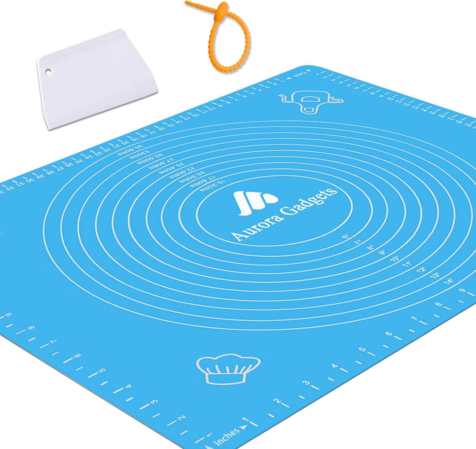aurora gadgets Silicone Baking Mat with Measurements – Heat Resistant, BPA Free, Non-Stick Pastry Mat for Rolling Dough – Easy to Clean Silicone Mat - Does Not Discolor-Blue