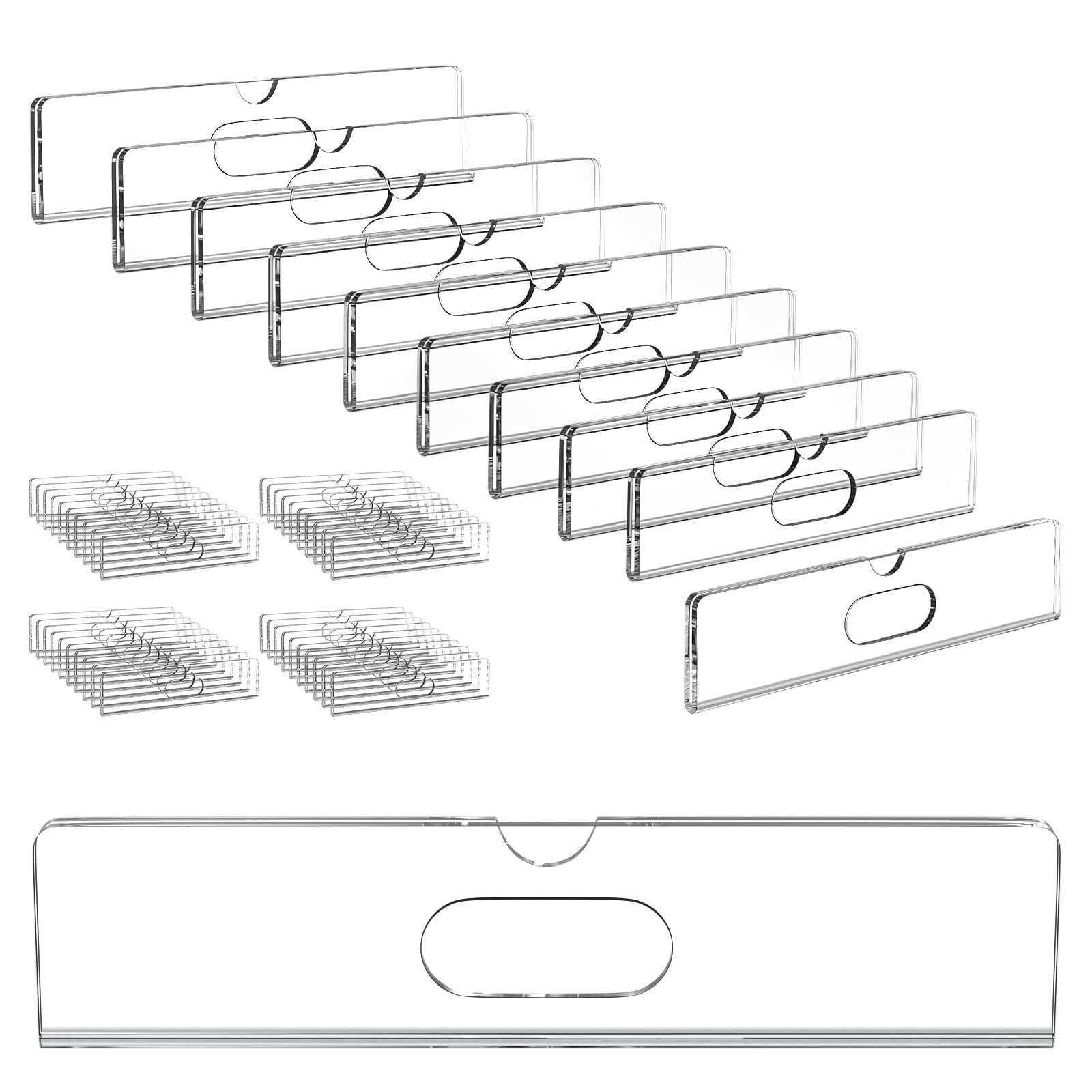 HOUSEDOMO Nameplate for Doors with Adhesive Tapes - 50 Pack 2x8 Inch Clear Acrylic Office Door Name Plate Classroom Wall Name Plate Holder Horizontal Nameplate Holder Plastic Sign Frame