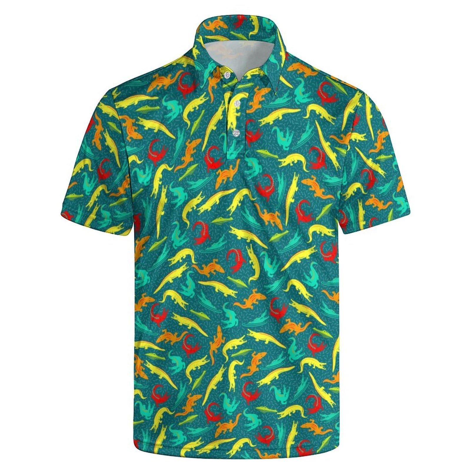 Men's Funny Golf Shirt Short Sleeve, Casual Polo Shirts for Men