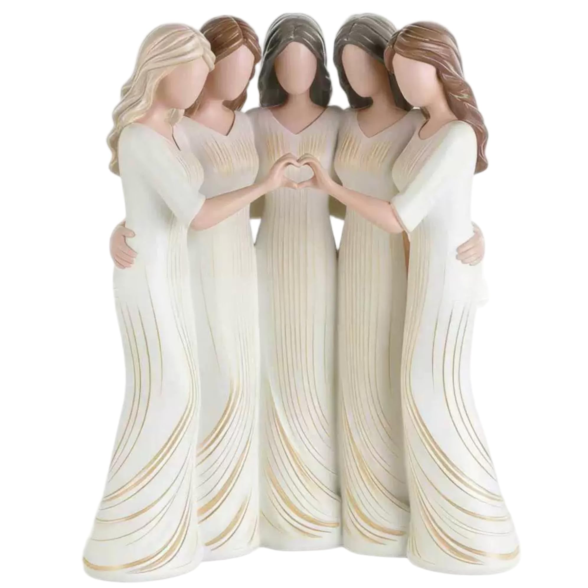 Whyzsjnclg Sister Figurines 5 Sisters Figurine with Heart Gesture Resin Friendship for Adults Family Friends Mother Daughter, 5.9x3.2x7.1 Inch