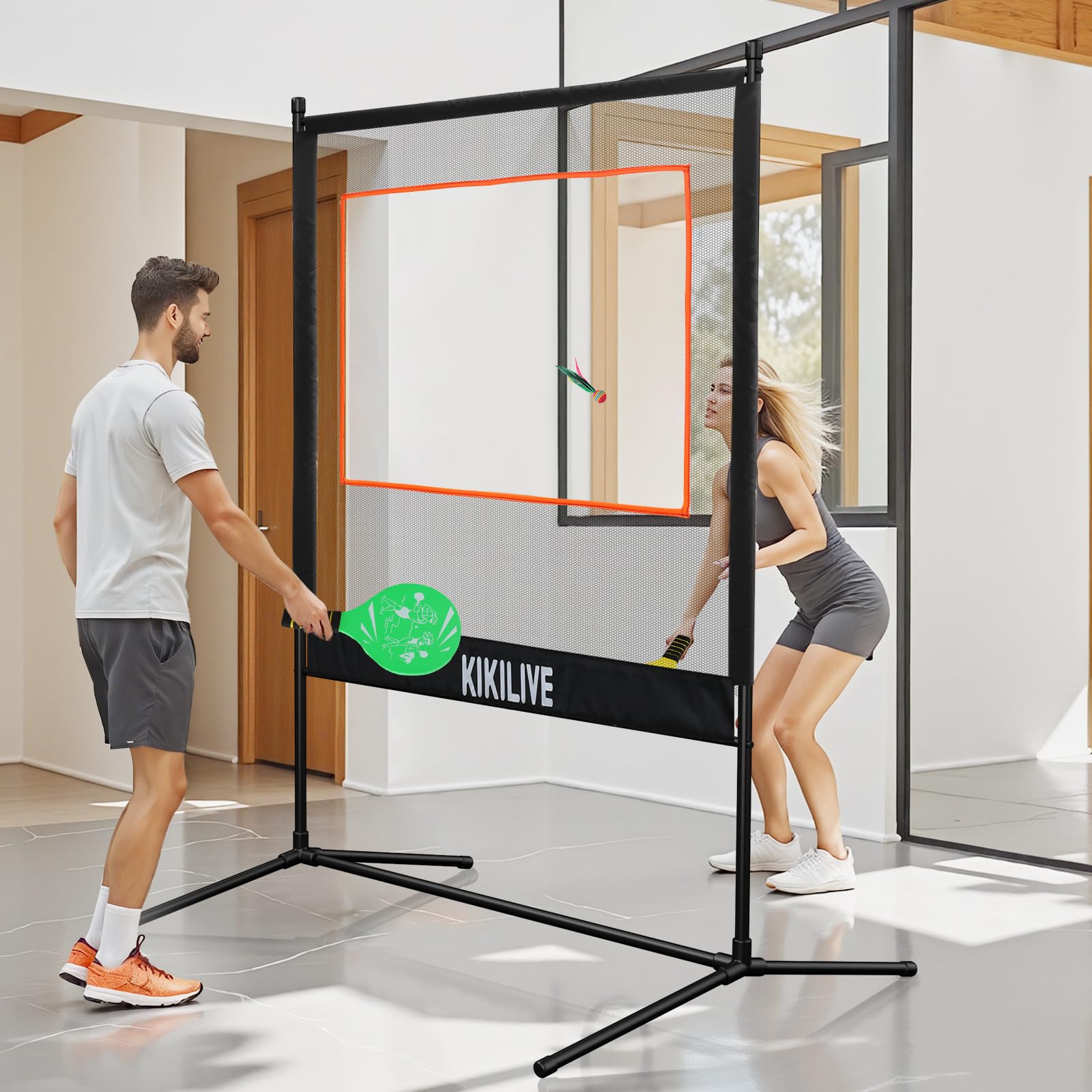 Set Deportivo Todo en Uno Juegos de Palas con Red para Bádminton/Tenis de Mesa/Volante/Pickleball Interior y Exterior