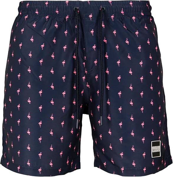 Urban Classics Pattern Swim Shorts Palm Uomo Bermuda Nero/Oliva - 5