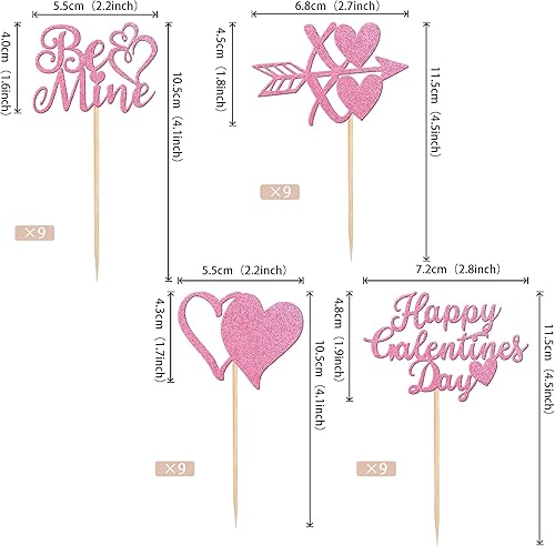 Miniatura 2 de 36 piezas de decoración para cupcakes con purpurina para el día de San Valentín dulce amor sé mío para el día de San Valentín boda despedida de