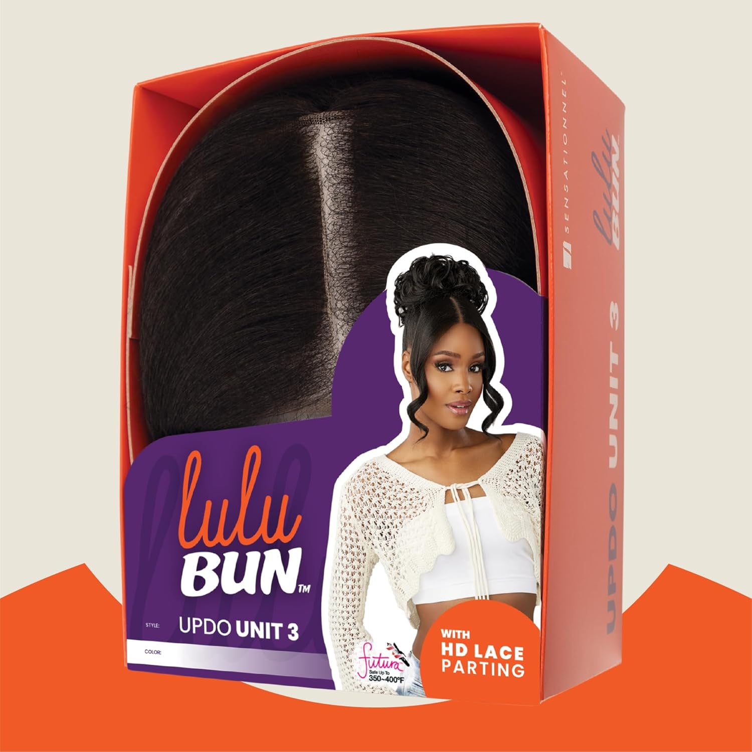 Sensationnel Lulu bun updo hairextensions - unit 3 synthetic 3x3.5 hd lace parting quick and easy wear hair wig piece (F1B/30)