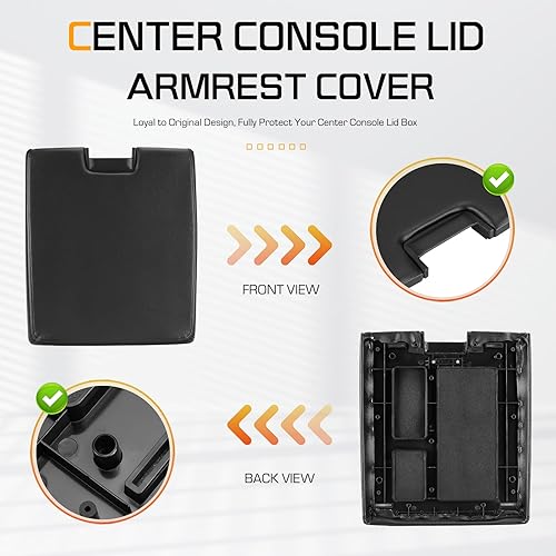 Miniatura 5 de ILONPA Tapa negra para consola central con cierre para 2007-2013, Chevy Avalanche Silverado Tahoe GMC Sierra 1500 2500HD 3500 Reemplazo para