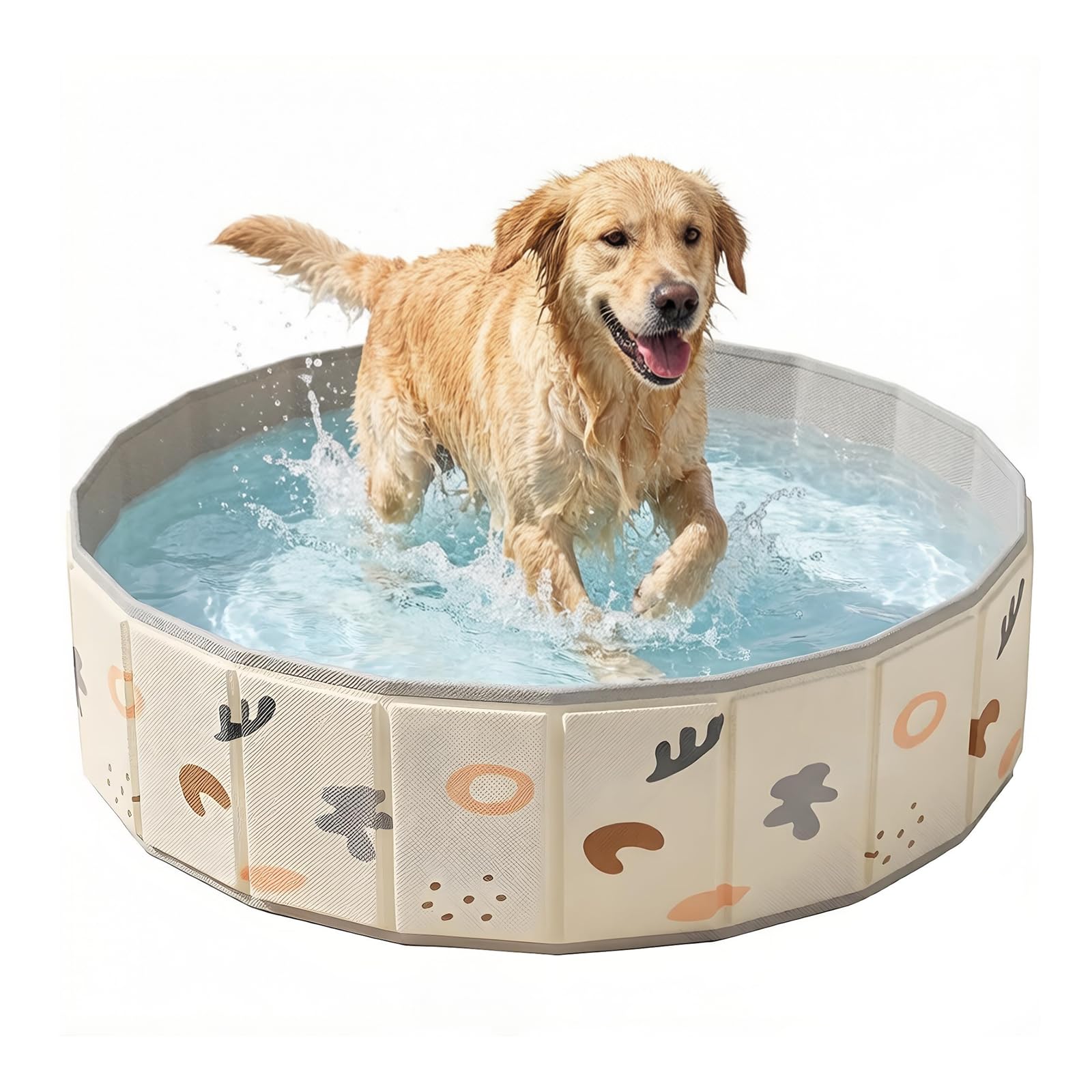 Foldable Dog Swimming Pool,80x30cm Foldable Dog Paddling Pool,PVC Pet Swimming Pool,Portable Dog Bath Tub with Drain Plug, Portable Outdoor Kiddie Pool for Dogs, Cats & Kids (80cm)