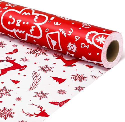 Wendbares Weihnachts-Geschenkpapier, Weihnachtsmann-Geschenkpapierrolle, 43,2 x 