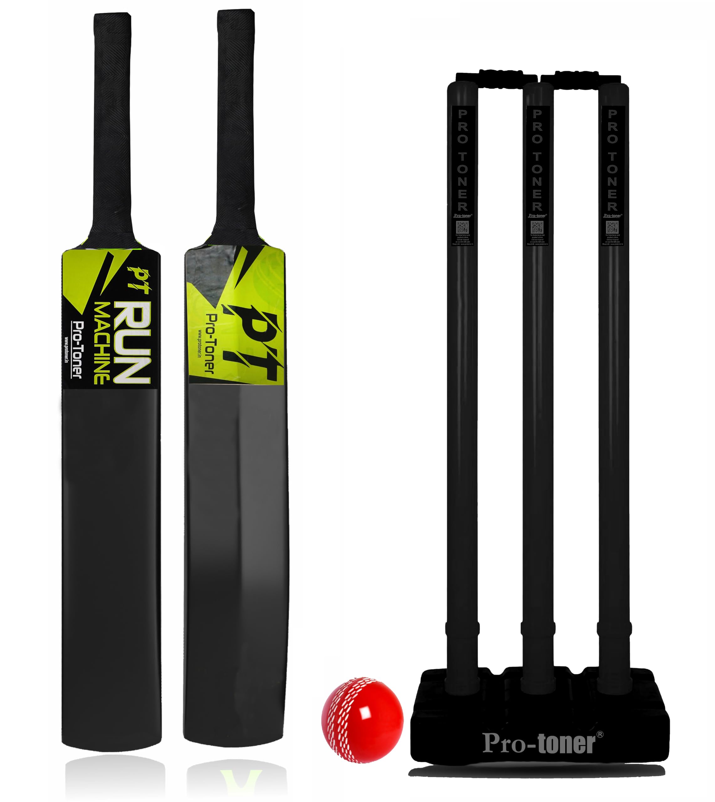 Protoner Cricket Set, Full Size Bat with 3 Stumps Stand and Wind Ball kit, Black and Neon Green-image-47