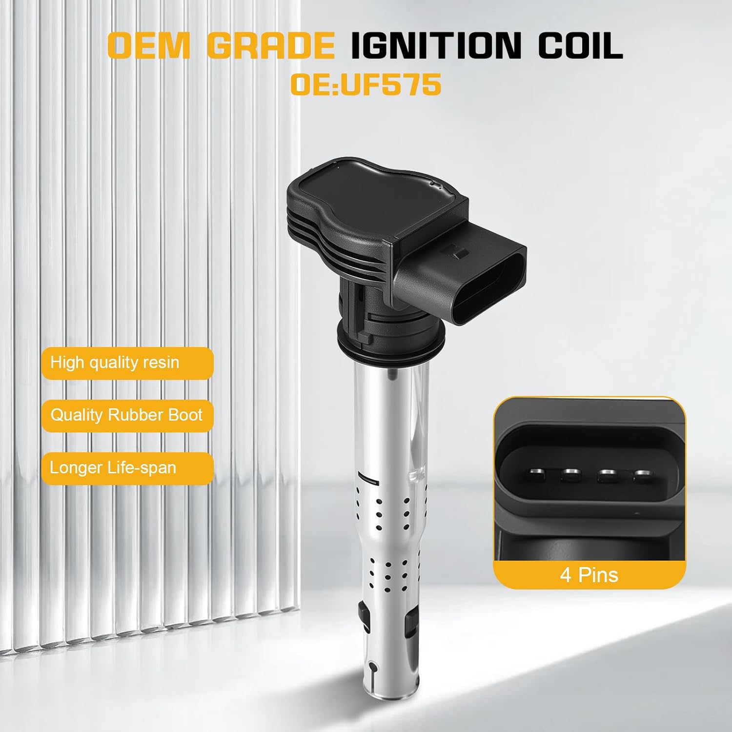 QYL Ignition Coil for L5 2.5 2005 2006 2007 2008 2009 2010 2011 2012 Volkswagen VW Jetta Rabbit Beetle Passat Golf Tiguan GTI Eos CC Coil Pack Set of 5 Replaces UF575