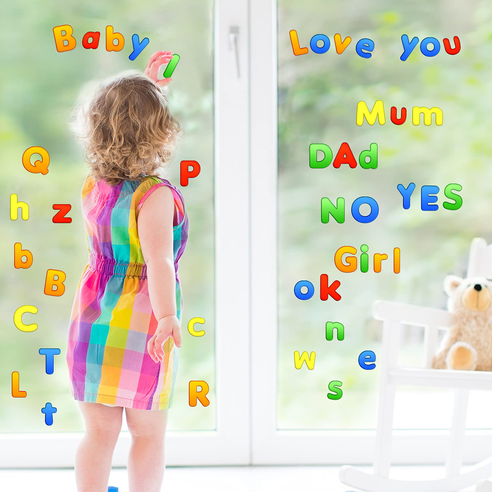 Whaline Tier-Alphabet Gel-Aufkleber – 2 Bögen, A-Z Mit Tieren, Wiederverwendbar, Für Fenster, Lernen, Deko