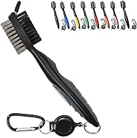 Vista 14 de Mile High Life Cepillo para palos de golf, limpiador de ranuras con cable de extensión retráctil de 2 pies y mosquetón de aluminio, accesorios